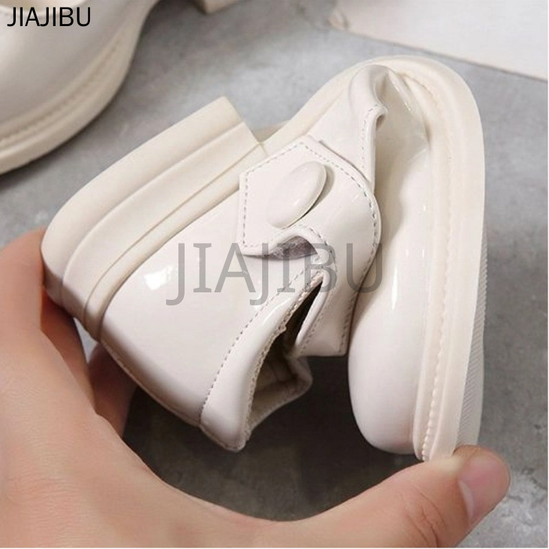 Giày Thời Trang Trẻ Em Korean Fashion Kids Anti-slip Beige/black Round Toe Platform Mary Jane Small Leather Shoes for School Giày Búp Bê Đế Mềm Phong Cách Công Chúa Lolita Dễ Thương Của Nhật Bản Giày Bệt Đế Dày Màu Trơn Phong Cách Anh Cổ Điển