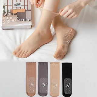 Mỏng Dính Chống Trơn Trượt Tất Ngắn Màu Da Silicon Vô Hình Trong Suốt Thoáng Khí Chống Móc Lụa Nữ Pha Lê Tất
