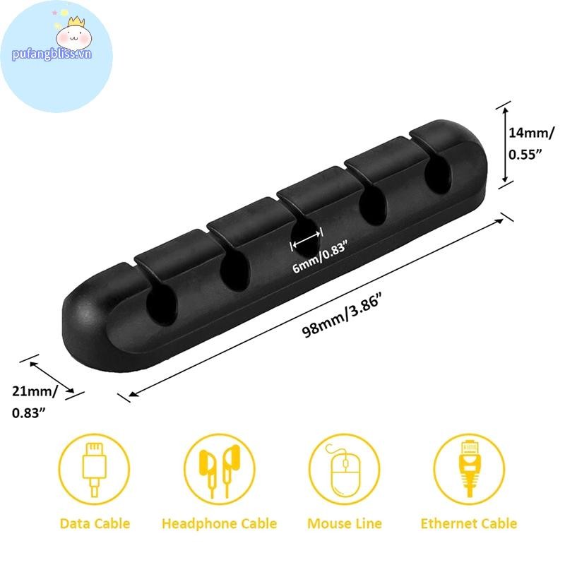 Pufangbliss Cáp Tổ Chức Quản Lý Dây Giá Đỡ Cáp USB Linh Hoạt Cuộn Dây Kẹp Silicon Nhỏ Cho Bàn Phím Chuột Bảo Vệ Tai Nghe VN