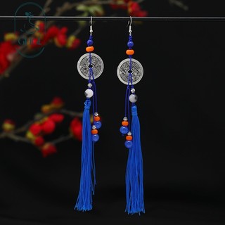 Ghgl❤️Ban Đầu Núi Ma Tiêu Tiền Đồng Xu Bông Tai Nữ Cổ Hanfu Dài Tua Rua Bông Tai Thiết Kế Niche Bông Tai Trung Quốc Mới