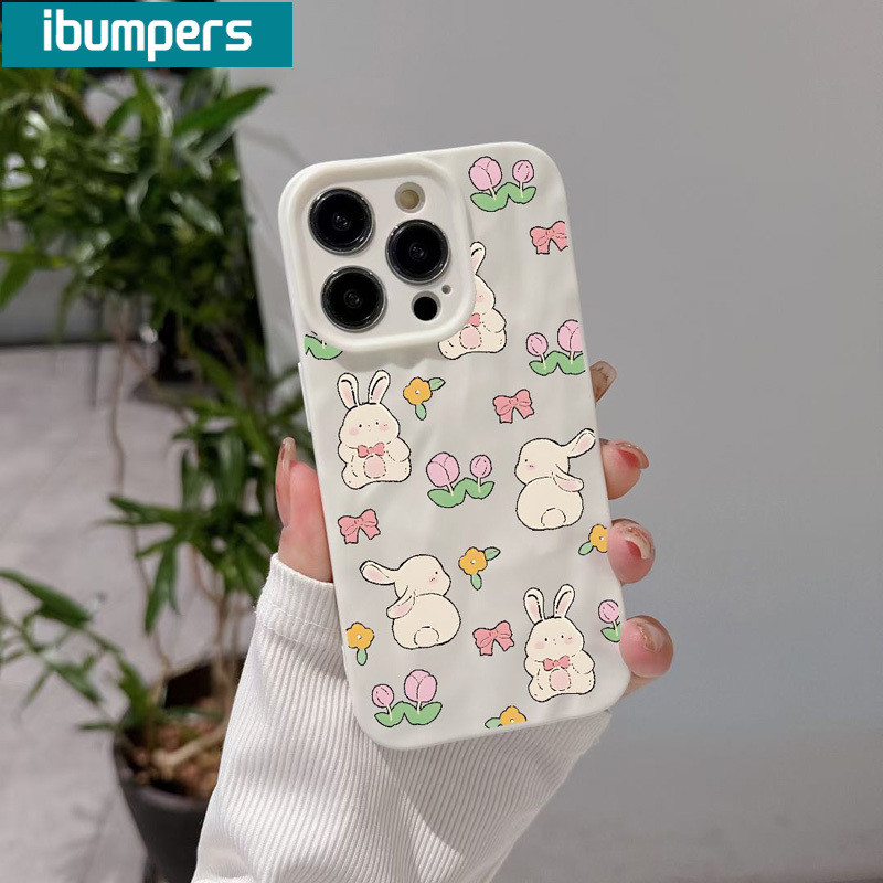 ibumpers Ốp Lưng IPhone Dễ Thương Thanh Lịch Hoạt Hình Họa Tiết Thỏ Cho IPhone 16 15 14 12 13 11 Pro Max IP 7 8 Plus X XS XR Ốp Điện Thoại Silicon Mềm Chống Sốc Mỏng