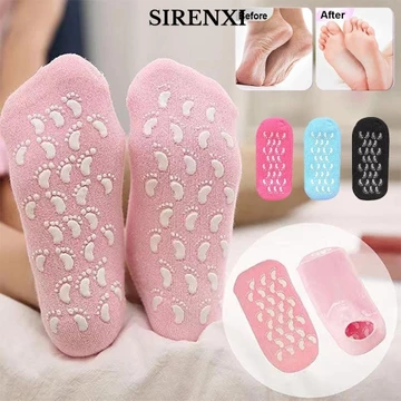Tất dưỡng ẩm SIRENXI, Gel Spa Sửa chữa móng chân Tất dưỡng da chân, Tẩy tế bào chết khô nứt nẻ cho phụ nữ Chăm sóc gót chân chân có thể tái sử dụng