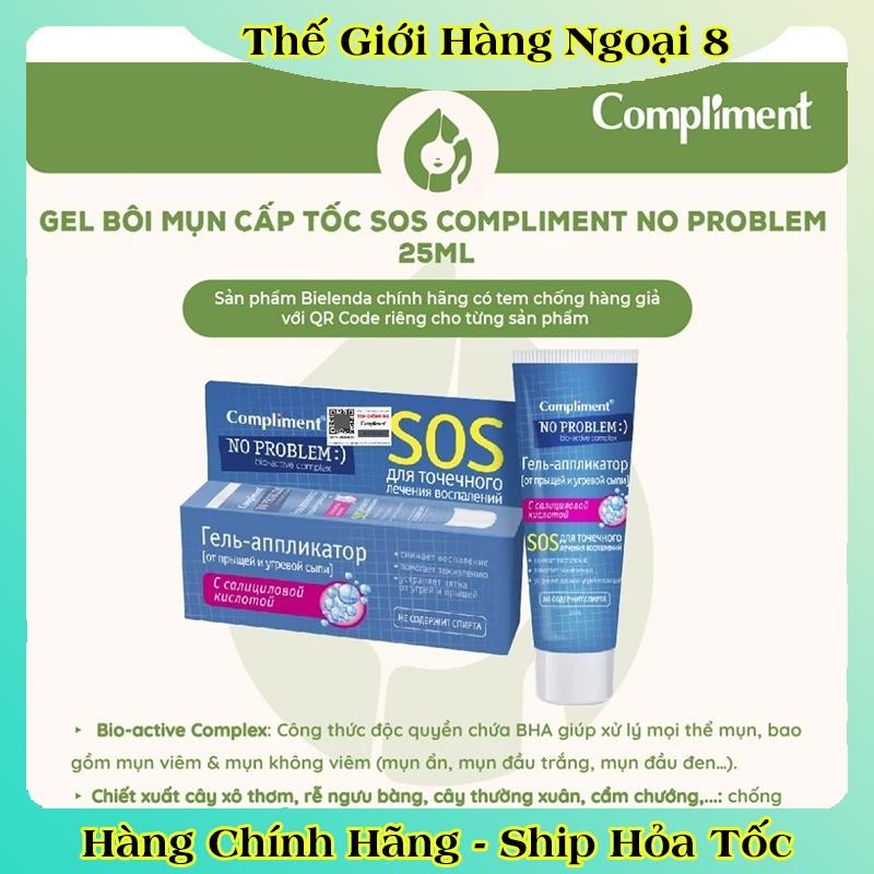 GEL BÔI MỤN cấp tốc Compliment No Problem giảm sưng, tiêu viêm, gom khô cồi mụn 25ml của Nga