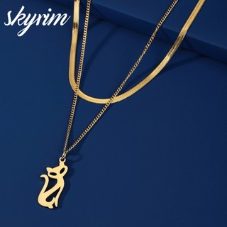 Skyrim Titan Thép Không Gỉ Vòng Cổ Mèo Mặt Dây Chuyền Xương Rắn Dây Chuyền Vintage Vòng Cổ Nữ