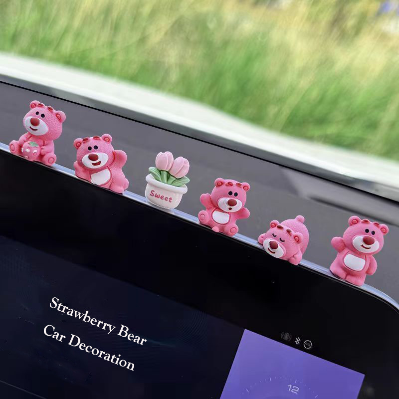 Mới Lotso Dâu Gấu Mô Phỏng Hoa Trang Trí Màn Hình Ô Tô Tự Động Điều Khiển Trung Tâm Điều Hướng Trang Trí Màn Hình Ô Tô Màn Hình Hiển Thị Trang Trí Nội Thất