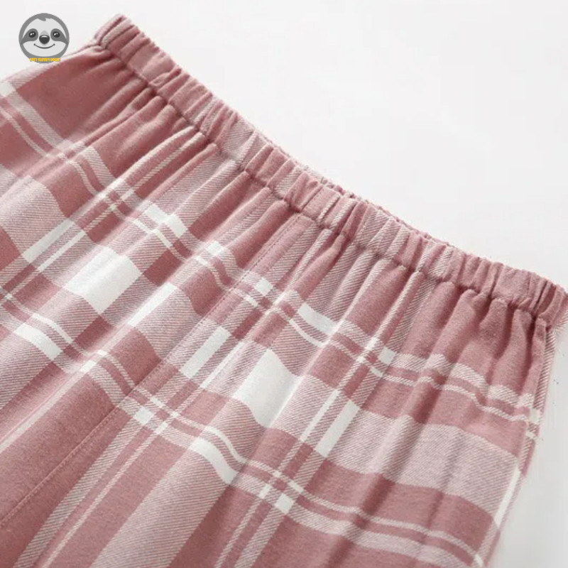 Phong cách Nhật Bản Phong cách Muji / Đồ ngủ Flannel kẻ sọc rộng / Bộ đồ ngủ cặp đôi Cotton / Đồ ngủ kẻ sọc mềm mại thoải mái