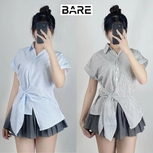 Áo Sơ Mi Ngắn Tay Buộc Tà Chéo Phong Cách Thanh Lịch Trẻ Trung Sành Điệu_A383