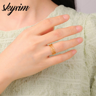 Nhẫn chữ vàng bằng thép không gỉ SKYRIM được yêu thích cho đám cưới cặp đôi