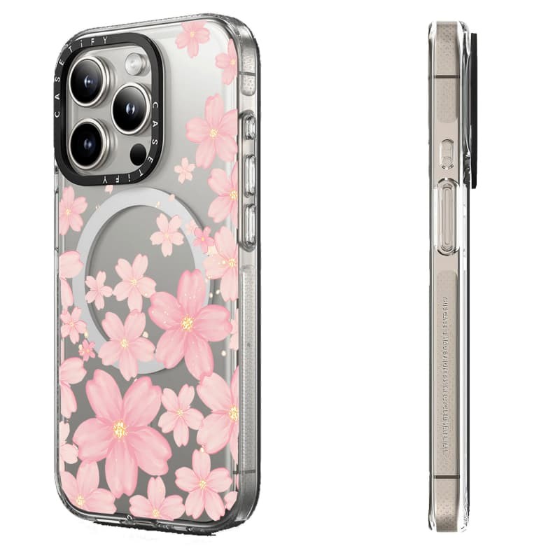 Casetify X Hoa Năm Cánh Hút Từ Tính Trong Suốt Cứng Acrylic Mặt Sau TPU Edge Ốp Lưng Điện Thoại Ốp Lưng Tác Động Cho Apple IPhone 13 14 15 16 Pro Max