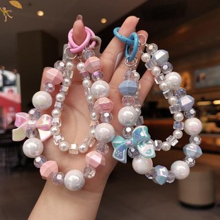 [Gou] Dây buộc điện thoại di động Dây đeo cổ tay phong cách ngắn Thắt nơ Vòng tay đính cườm thủ công Dây đeo cổ tay rộng chống mất VN