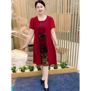 Đầm trung niên cho mẹ , Váy trung niên cho mẹ , ĐXT- ĐEN - ĐỎ , đi chơi dự tiệc sang trọng cao cấp chất liệu thun
