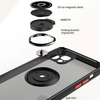 Ốp Điện Thoại Giá Đỡ Nhẫn Từ Tính Cho iPhone 16 15 14 13 12 Mini 11 Pro XS Max XR X 8 7 Plus SE 2022 TPU Ốp Lưng PC Matte Cover