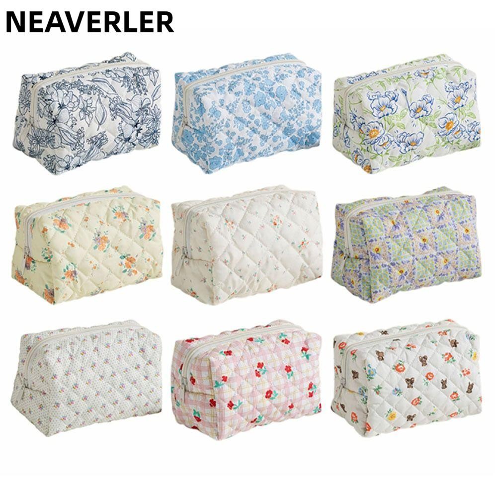 Túi đựng đồ trang điểm NEAVERLER, Túi đựng mỹ phẩm du lịch dung tích lớn, Túi đựng đồ in hoa cầm tay