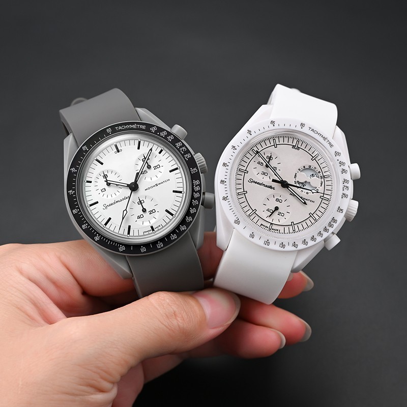 Dây đeo đồng hồ silicon đầu cong đơn giản cho OMEGA Moon Swatch đồng thương hiệu Hành tinh Seamaster 300mm Dây đeo đồng hồ 20mm 22mm Vòng đeo tay thể thao cao su chống thấm nước Nam nữ