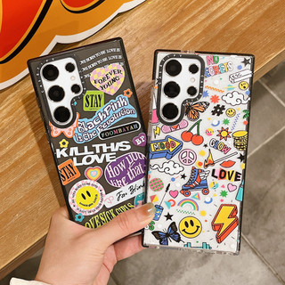 GLITTER Smile Tags Ốp Lưng Phone Case For Cho Samsung Galaxy S26 25Ultra S25Plus S25 S24 S23 S22Ultra S24 23Plus Vỏ Mềm Bảo Vệ Chống Sốc