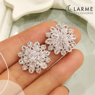 Khuyên tai nữ bông tai hoa tuyết bông tai cô dâu, dự tiệc phong cách sang trọng Larme accessories -KT0253