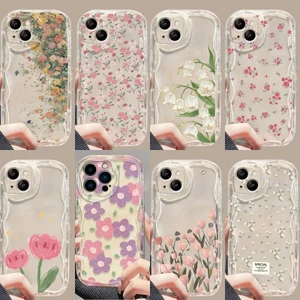 Ốp Lưng In Hình Hoa Cho Xiaomi Redmi Note 14 4G 13 14 Pro Plus 5G Redmi 13 12 14C Ốp Lưng Kem Trong Suốt Vồng Cạnh Hoa TPU Camera Bảo Vệ Silicon
