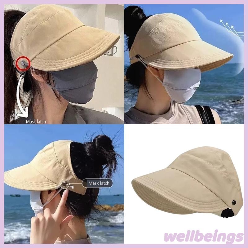 Wellb Mũ che nắng thực tế dành cho nữ Mũ thời trang ngoài trời Mũ chống nắng viền rộng
