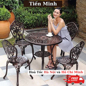 Bộ bàn ghế ban công ngoài trời Nhôm đúc Bàn ghế sân vườn ngoài trời Tròn Bàn ghế ngoài trời - TM04