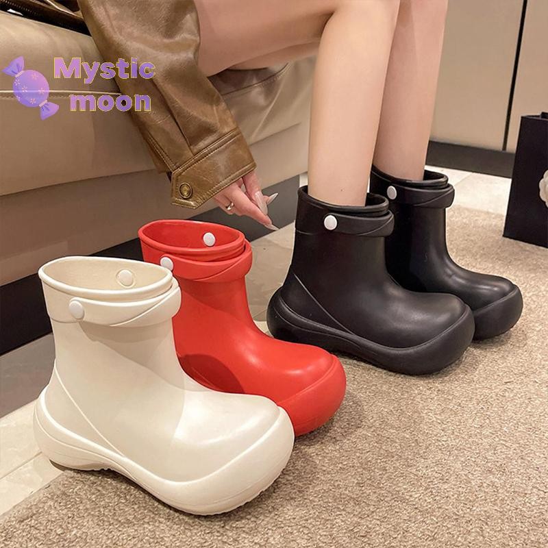 [Mystic] Giày đi mưa dài vừa phải dành cho nữ Giày đi mưa đế dày thời trang ngoài trời dành cho nữ Giày đi mưa đế dày chống trượt dành cho người lớn Giày đi mưa đế mềm chống mài mòn [Mới]