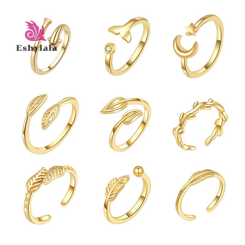 Eshylala Nhẫn Ngón Chân Vàng 18K Có Thể Điều Chỉnh Cho Nữ Đi Biển Mở Ngón Chân Nhẫn Hoa Mũi Tên Đuôi Pinky Ban Nhạc Nhẫn Chân Trần Trang Sức [MỚI]