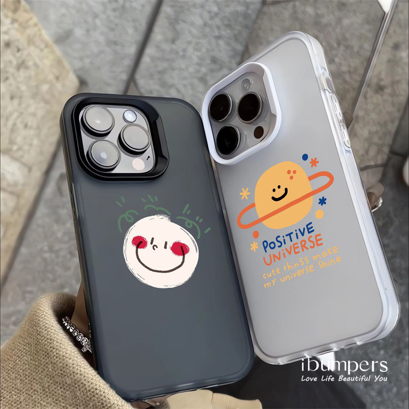 ibumpers Ốp Điện Thoại iPhone Dễ Thương Chữa Bệnh Họa Tiết Mặt Cười Ốp Lưng Trong Suốt Nhám Mờ Chống Bẩn Chống Sốc Cho IPhone 16 15 14 12 13 11 Pro Max IP 7 8 Plus X XS XR