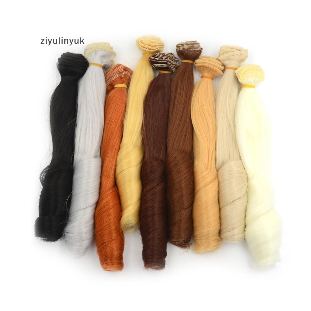 Ziyulinyuk dày 20CM tóc giả búp bê xoăn màu tự nhiên cho 1 / 3 1 / 4 1 / 6 DIY búp bê tóc EN