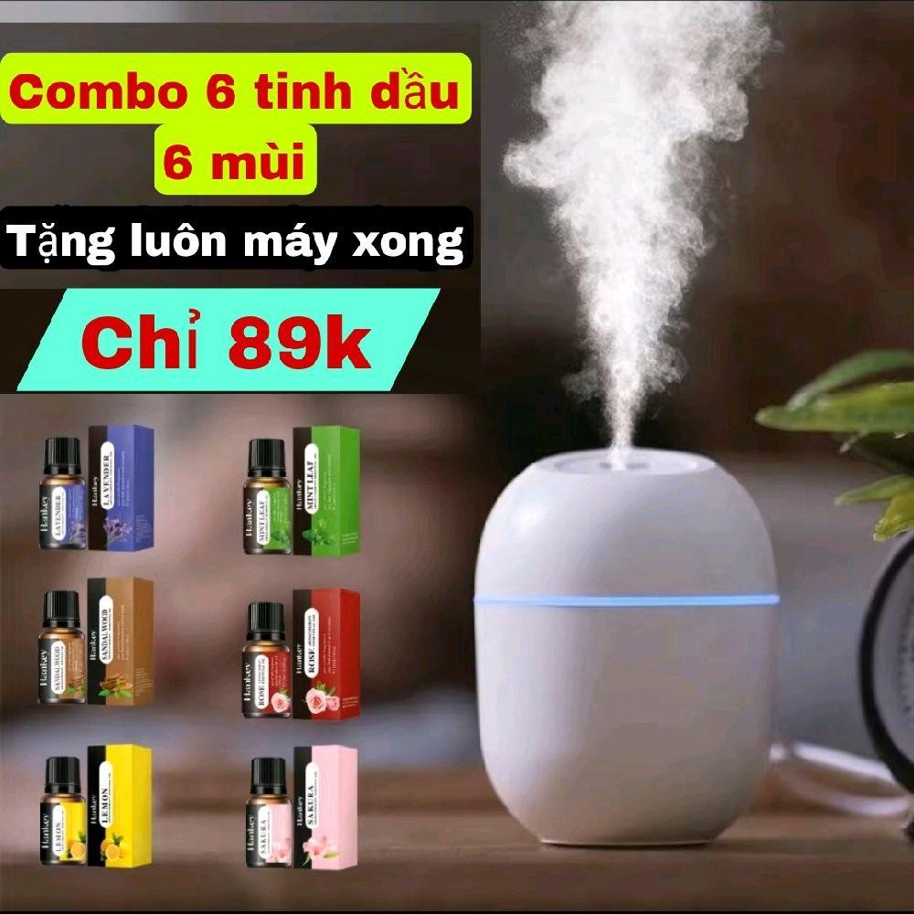 Combo 6 tinh dầu xông phòng 6 mùi tặng kèm 1 máy xông mini máy phun sương ,15-20m combo trải nghiệm