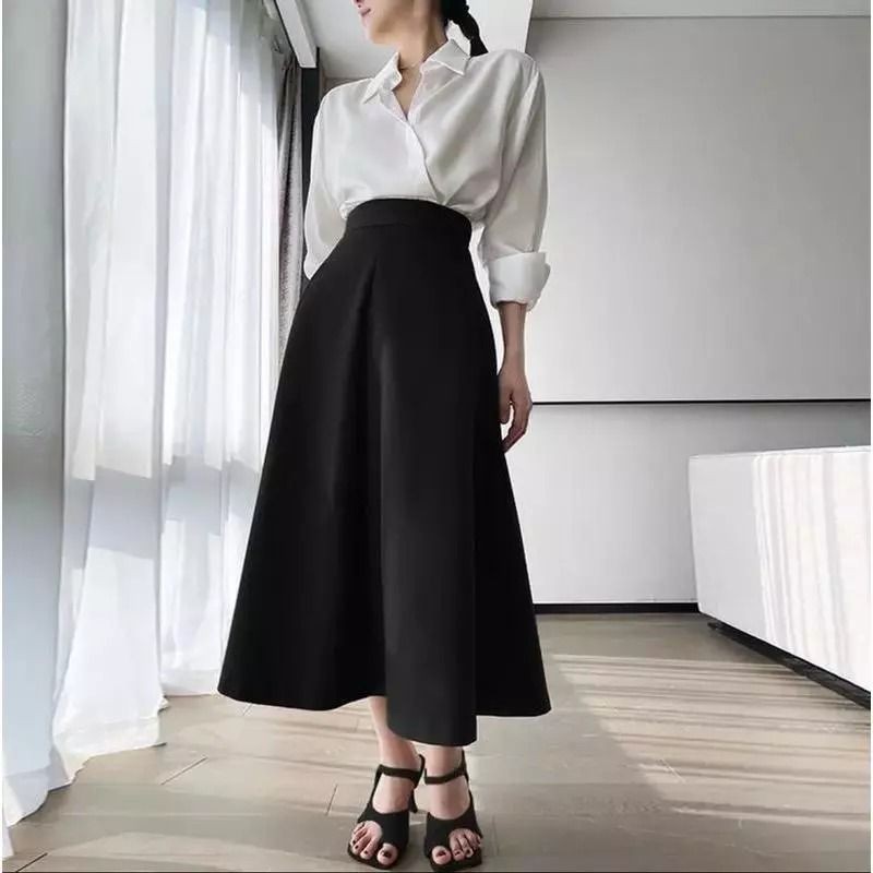 Chân váy chắp 8 mảnh cạp cao dài 75cm dáng suông chữ A che bụng tốt tôn dáng có túi 2 bên có bigsize CV02A