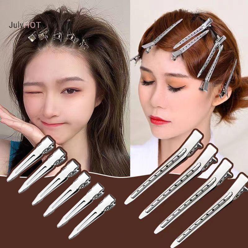 JULYHOT - 5 Chiếc Kẹp Tóc Kim Loại Hình Cá Sấu Xoăn, Dành Cho Salon và Sử Dụng Hằng Ngày