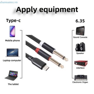 Charmantcc1 USB C đến 6 35mm 1 4 inch TRS Cáp cho máy trộn tai nghe 100 200 300cm