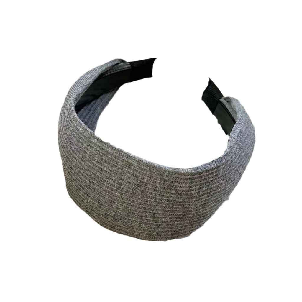 Băng đô dây buộc tóc dệt kim màu xám tương tự Yi Mengling, băng đô dải rộng hơn phong cách thể thao thể dục cho nữ, phụ kiện tóc cao cấp