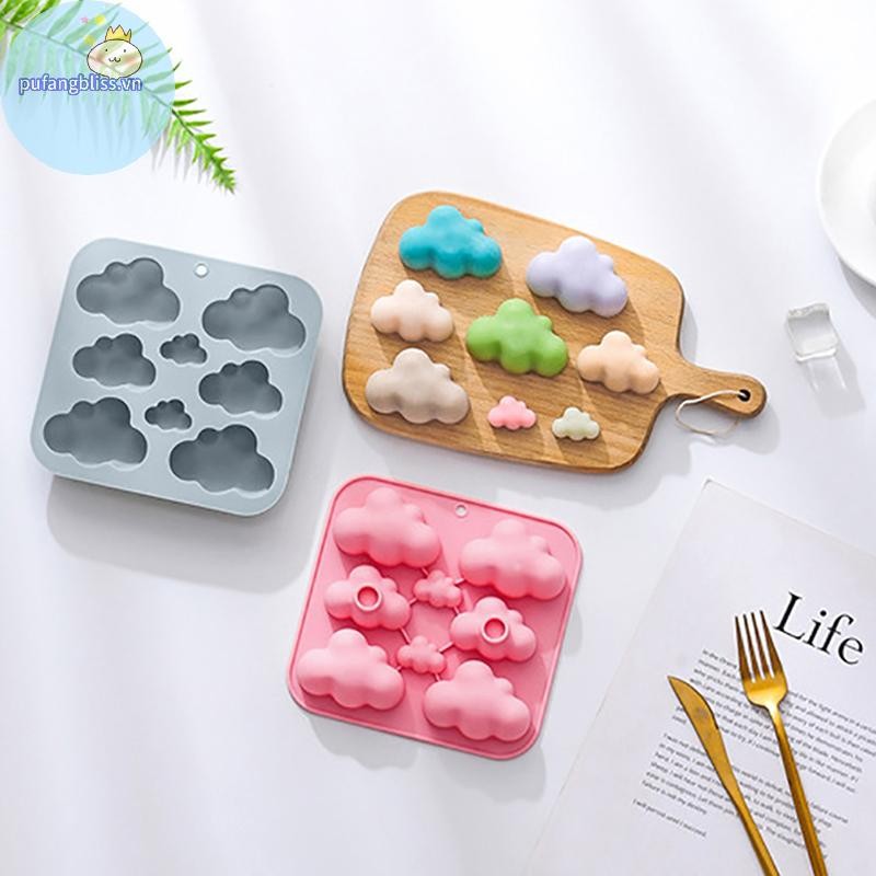Pufangbliss 1 8 Khoang Hoạt Hình Đám Mây Khuôn Silicon DIY Nhựa Thạch Cao Làm Khuôn VN