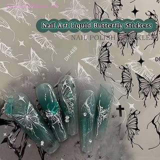 [Beautifulhome] Bạc Đen Trắng 3D Dán Móng Tay Ngôi Sao Kim Loại Dính Chữ Thập Thanh Trượt Bọc Gel Làm Móng Tay Đề Can Ba Lan [Làm Đẹp]