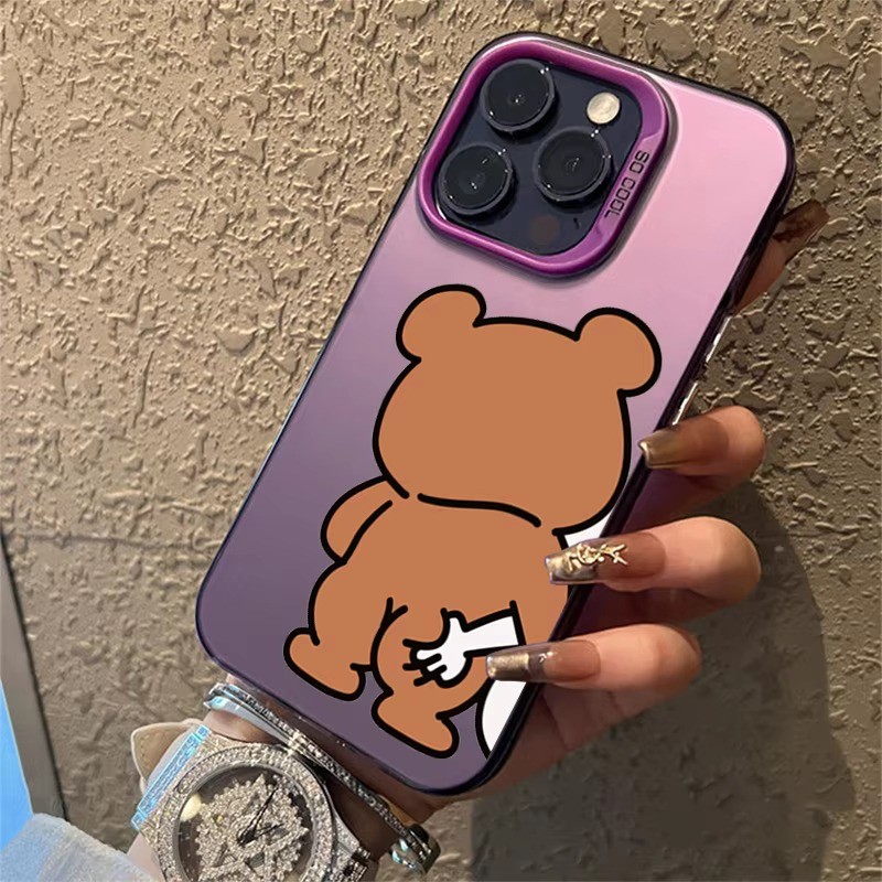 Ốp Lưng Cho iPhone 16 15 Pro Max 11 13 14 12 Pro 16e Cho iPhone 7 8 Plus XS Max X XR SE2022 Gấu Thỏ Dễ Thương Thiết Kế Cặp Đôi IMD Kim Loại Cứng Chống Sốc