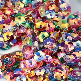 [Dây đeo đính sequin Ống hạt gạo] Tấm lấp lánh hình hoa mận lõm 4mm Tự Làm Thủ Công tấm hạt phẳng mẫu giáo hộp đêm biểu diễn phụ kiện trang phục sân khấu khoảng 450 miếng E4AR e9ui
