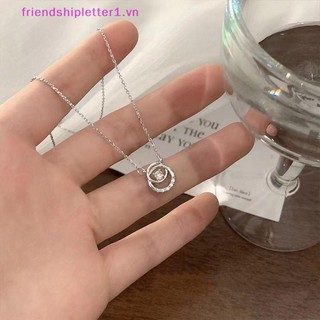 {Fh Fashion} Vòng cổ mặt dây chuyền Zircon hình tròn tinh tế màu bạc Dây chuyền xương đòn nhẹ phù hợp đơn giản dành cho nữ Trang sức thời trang.