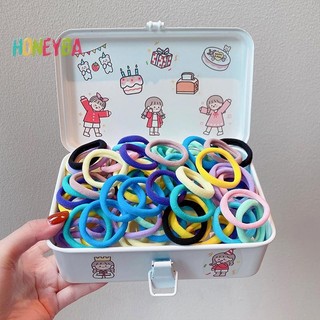 < Honeyba > 50 Cái / bộ Dây Buộc Tóc Co Giãn Bé Gái Phụ Kiện Tóc Nhiều Màu Sắc Nylon Trẻ Em Scrunchie Quà Tặng