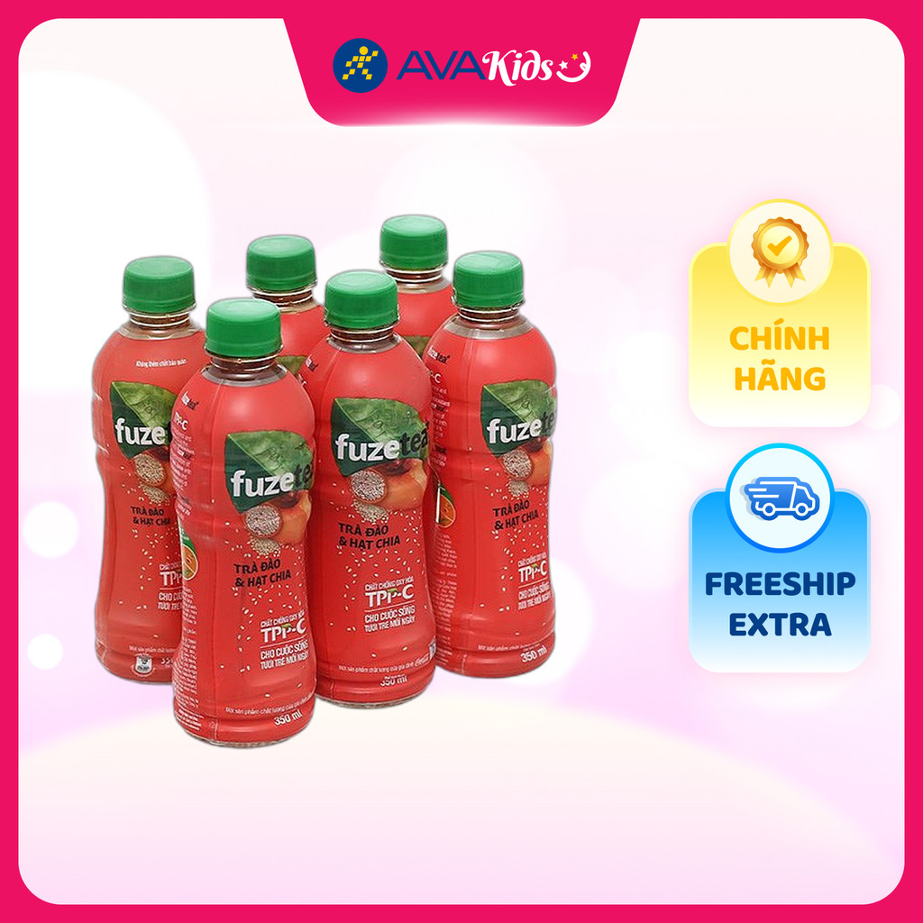 TRÀ ĐÀO VÀ HẠT CHIA FUZE TEA+ 350ML LỐC 6 | Shopee Việt Nam