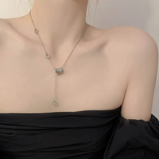 Dây chuyền bạc nguyên chất 999 sang trọng nhẹ nhàng cho phụ nữ, dây chuyền xương đòn vàng hồng cao cấp mùa hè 3.31 5OKR