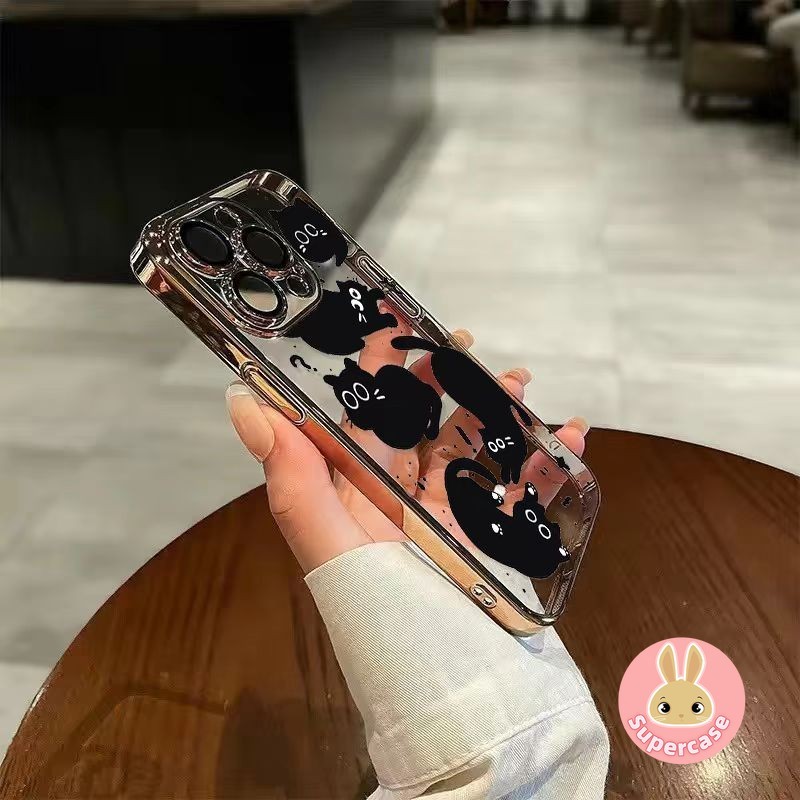 Ốp Điện Thoại Mèo Đen Ngộ nghĩnh Cho Redmi Note 14 Pro Plus K80 Turbo 4 Pro Ultra A5 4G 5G Vỏ Điện Trong Suốt Sang Trọng Vỏ Mềm Siêu Mỏng