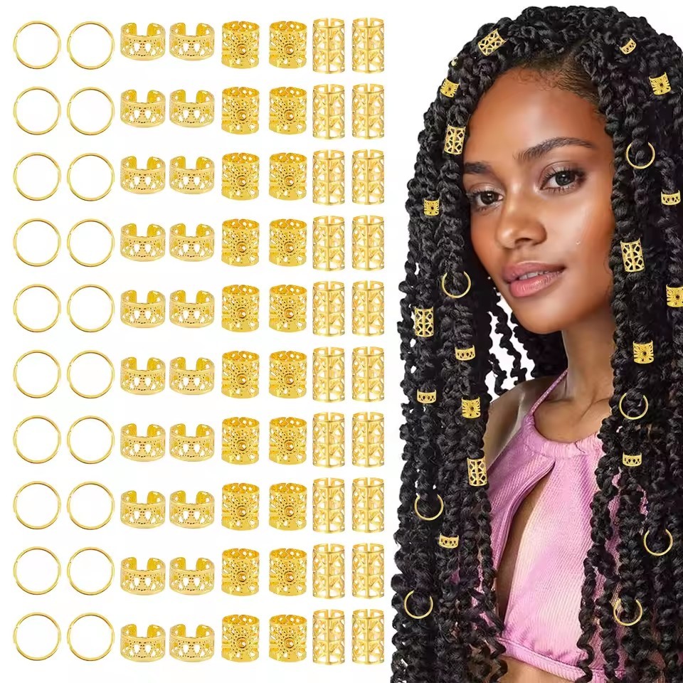 Nhẫn Tóc Dreadlock - Vàng Bạc Có Thể Điều Chỉnh Tóc Cho Bím Bẩn Mặc Mũ Nón - Trang Sức Tóc 80 / 160 Chiếc