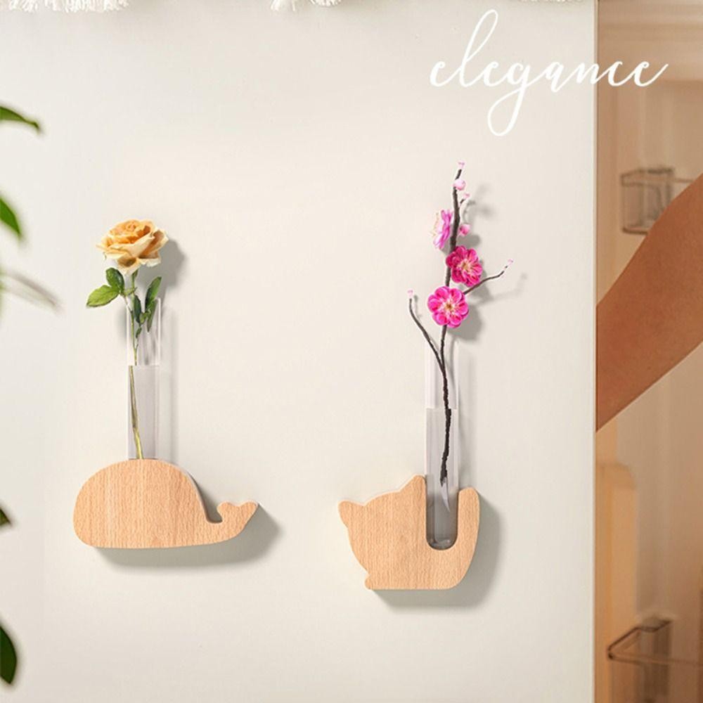 Bình hoa ống thử nghiệm CATIYAHA, Bình hoa mô phỏng bằng gỗ DIY, Nam châm tủ lạnh sáng tạo Trang trí tường từ tính Cây cảnh Mini