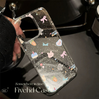 Ins Hàn Quốc Dễ Thương Girlish Dopamine Nơ Động Vật Bling Vỏ Cho iPhone 11 16 16E 15 14 13 12 Pro Xs Max XR X 7 8 Plus SE TPU Mềm HD Vỏ Điện Thoại Trong Suốt Bảo Vệ Lấp Lánh Vỏ