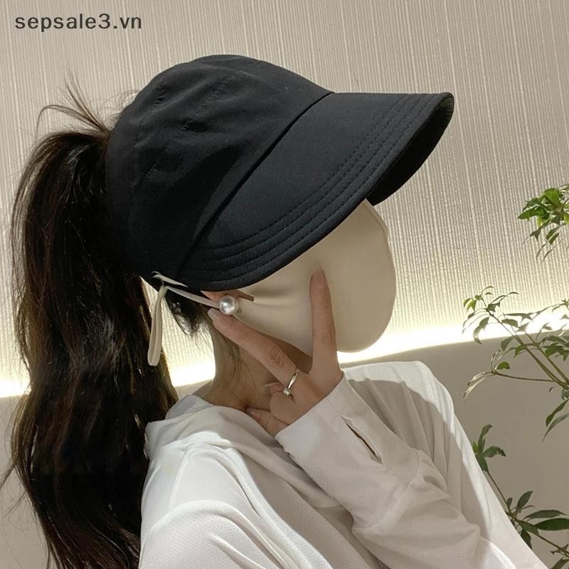 # Sepsale # Mùa hè vành rộng Sunhat dành cho nữ Mũ chống nắng có thể gập lại Mũ xô đi biển ngoài trời có thể điều chỉnh Tấm che chống tia cực tím Mũ đuôi ngựa ngư dân.
