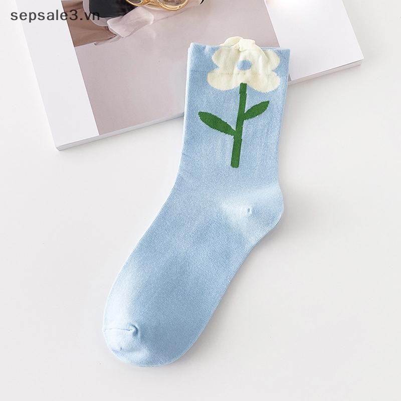 # Sepsale # 1 Đôi Tất Nữ Hoạt Hình Hoa Màu Kẹo Bông Tai Kẹp Thiết Kế Thoáng Khí Phong Cách Hàn Quốc Tất Thoải Mái Nhật Bản Mới.