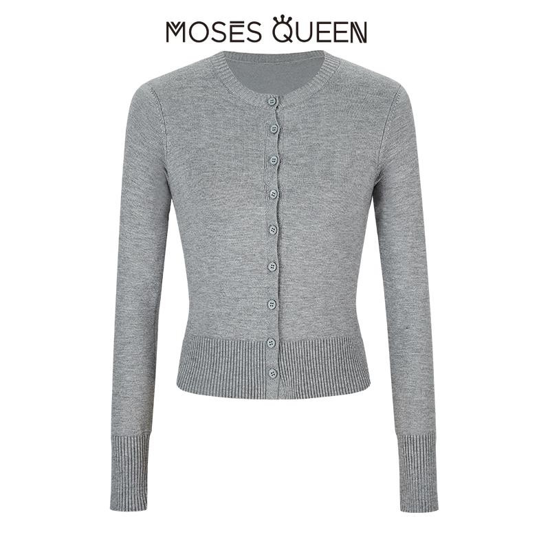 MOSESQUEEN Dệt Kim Cardigan Nữ  Mới Mỏng Và Skinny Pháp Đa Năng Nút Áo Khoác Top #59260 | BigBuy360 - bigbuy360.vn
