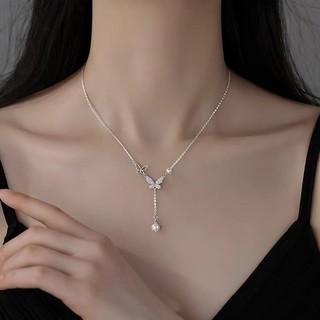 Vòng cổ bướm bạc S925 Trang sức thời trang đơn giản Quà tặng nữ