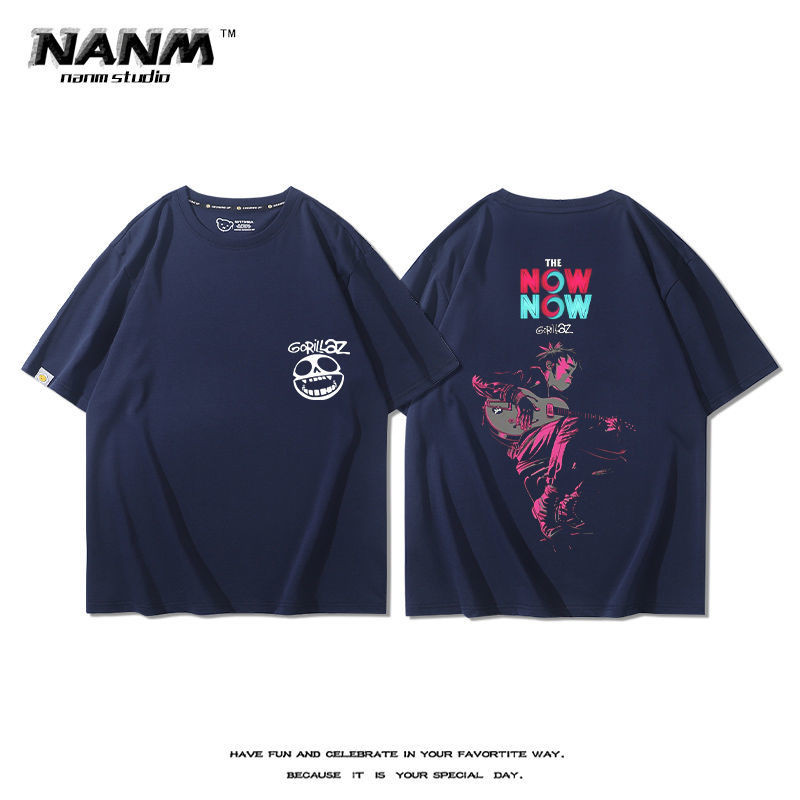 Street Fighter Gorillaz Ban Nhạc Áo Thun Tay Ngắn Nam Nữ Cặp Đôi Hoạt Hình Mỹ Cao Cấp Phong Cách Rock ins Nửa Tay