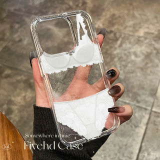 Ins Hàn Quốc Thiết kế đồ lót ren trắng gợi cảm Bling HD Vỏ trong suốt cho iPhone 11 16 16E 15 14 13 12 Pro Xs Max XR X 7 8 Plus SE Vỏ điện thoại mềm Bảo vệ Nhật Bản Vỏ lấp lánh